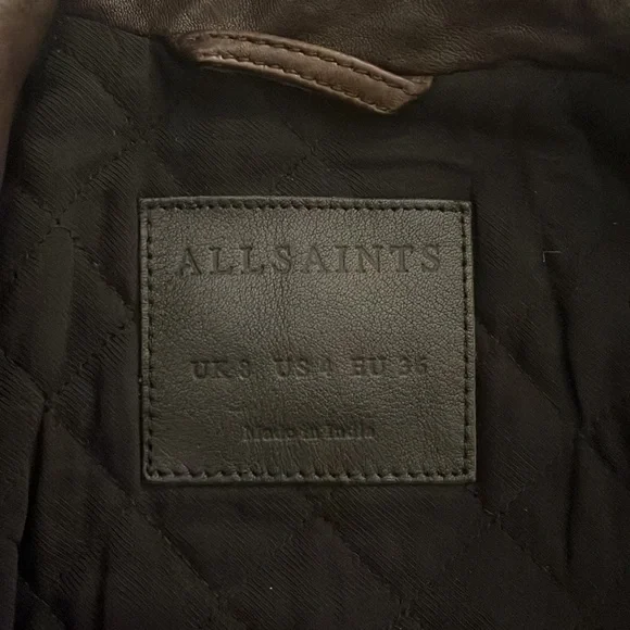All Saints Dark Brown Leather Jacket - Picture 3 of 8